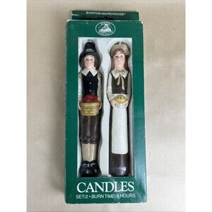 VTG NIB 1996 Boston Warehouse Pilgrim Tapers 2 Candles 10” Thanksgiving‎ Harvest